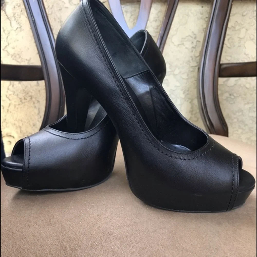 Peep Toe Platform‎ Leather Sandal Heel Shoes
